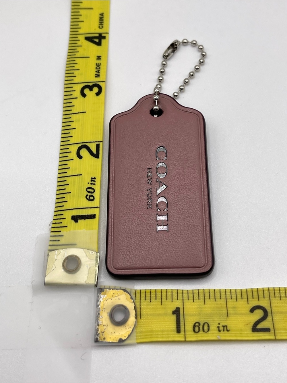 Coach Mauve/Rose Leather Hang Tag Keychain - Picture 3 of 3